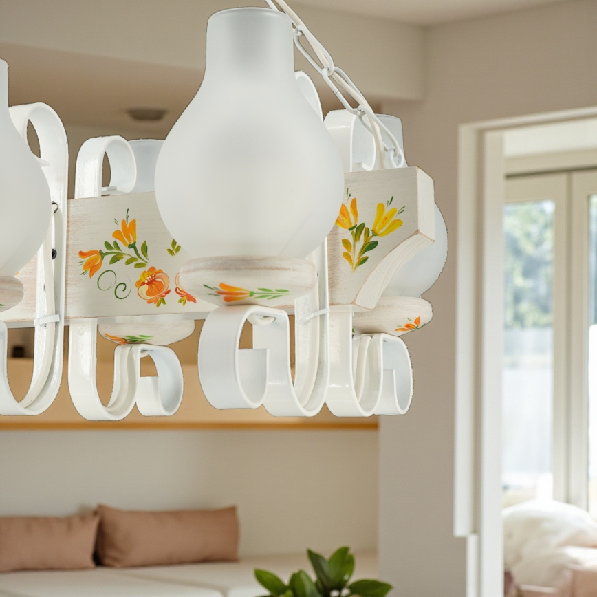 Brilagi - Lustra ar ķēdi QUEEN 4xE14/40W/230V buks/krēmkrāsa