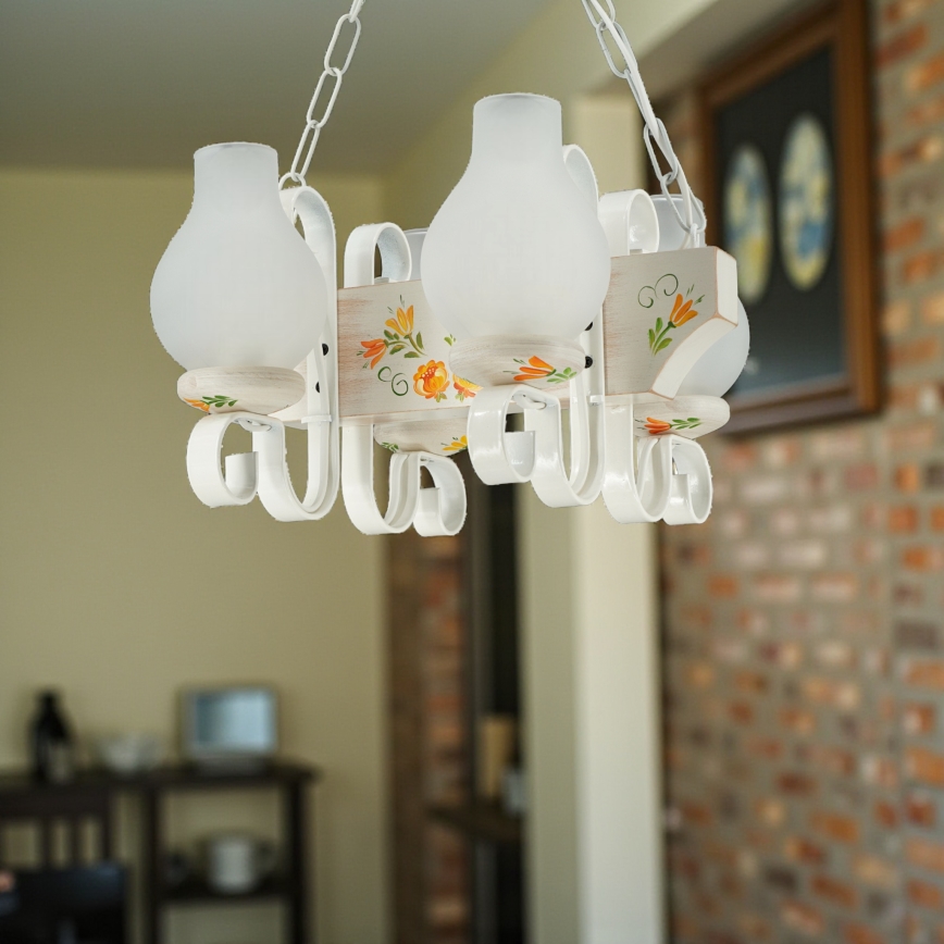 Brilagi - Lustra ar ķēdi QUEEN 4xE14/40W/230V buks/krēmkrāsa