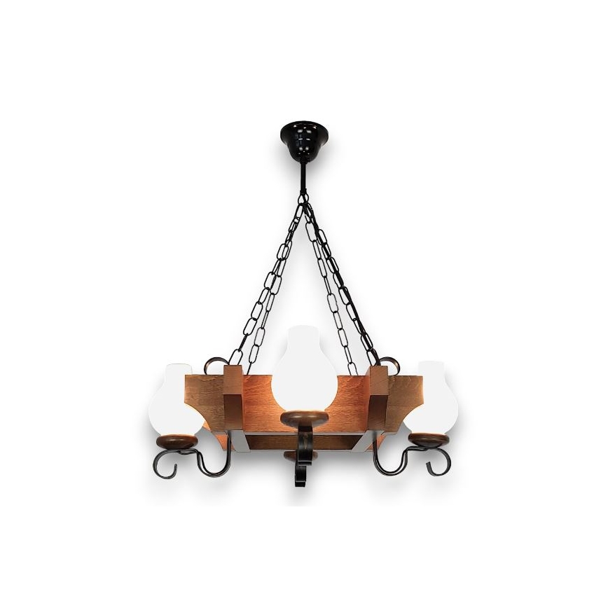 Brilagi - Lustra ar ķēdi QUEEN 4xE14/40W/230V dižskābardis/rieksts