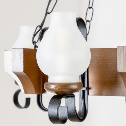 Brilagi - Lustra ar ķēdi QUEEN 4xE14/40W/230V dižskābardis/rieksts