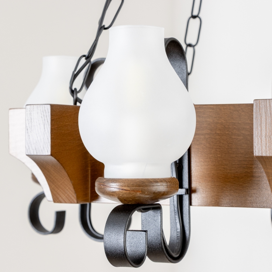 Brilagi - Lustra ar ķēdi QUEEN 4xE14/40W/230V dižskābardis/rieksts