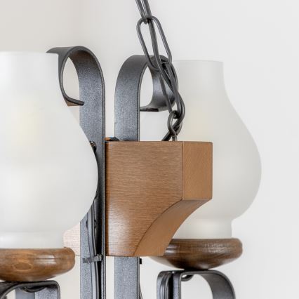 Brilagi - Lustra ar ķēdi QUEEN 4xE14/40W/230V dižskābardis/rieksts