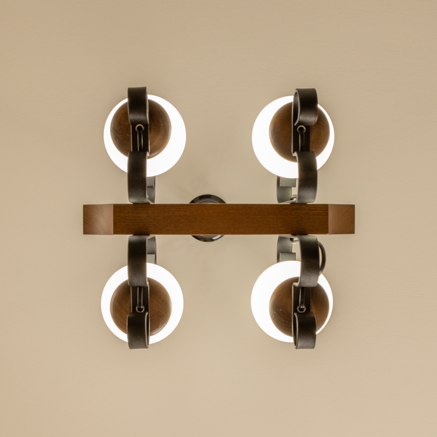 Brilagi - Lustra ar ķēdi QUEEN 4xE14/40W/230V dižskābardis/rieksts