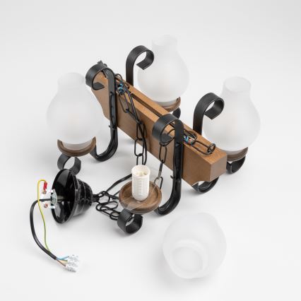 Brilagi - Lustra ar ķēdi QUEEN 4xE14/40W/230V dižskābardis/rieksts