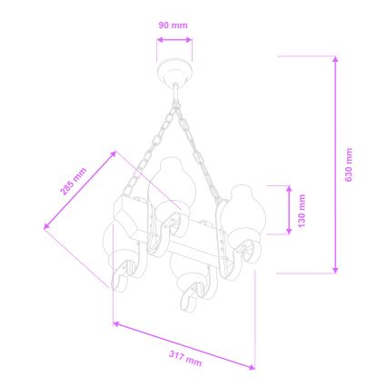 Brilagi - Lustra ar ķēdi QUEEN 4xE14/40W/230V dižskābardis/rieksts