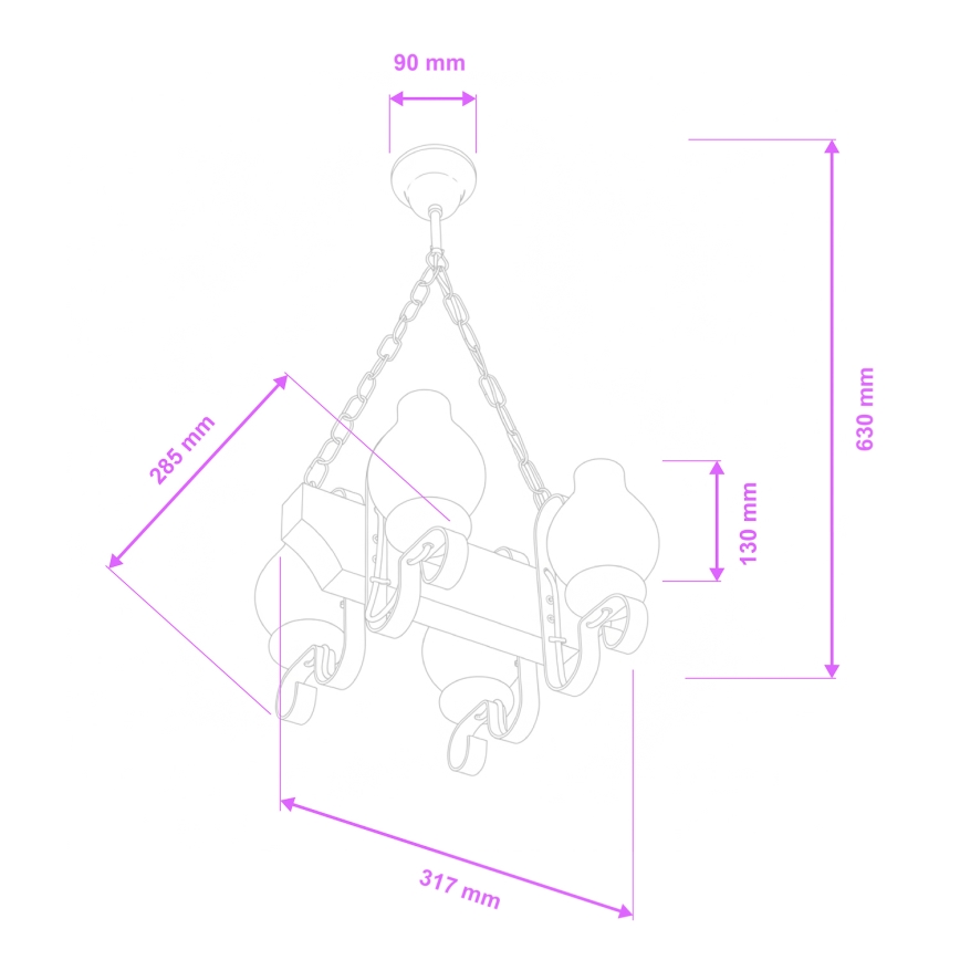 Brilagi - Lustra ar ķēdi QUEEN 4xE14/40W/230V dižskābardis/rieksts