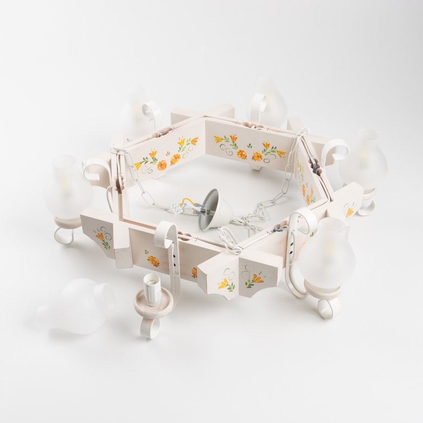 Brilagi - Lustra ar ķēdi QUEEN 6xE14/40W/230V buks/krēmkrāsas