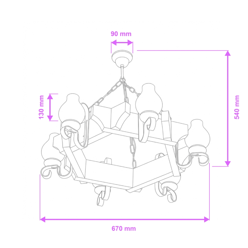 Brilagi - Lustra ar ķēdi QUEEN 6xE14/40W/230V buks/krēmkrāsas