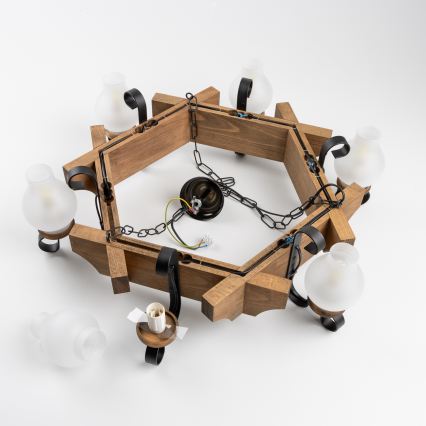 Brilagi - Lustra ar ķēdi QUEEN 6xE14/40W/230V dižskābardis