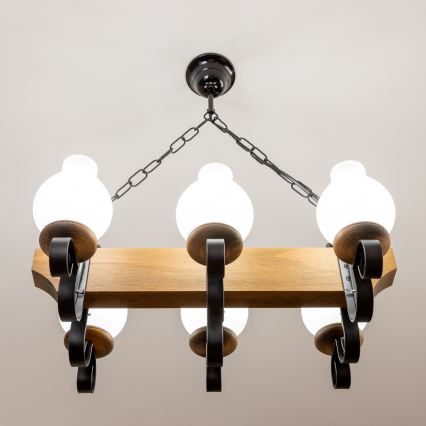 Brilagi - Lustra ar ķēdi QUEEN 6xE14/40W/230V dižskābardis