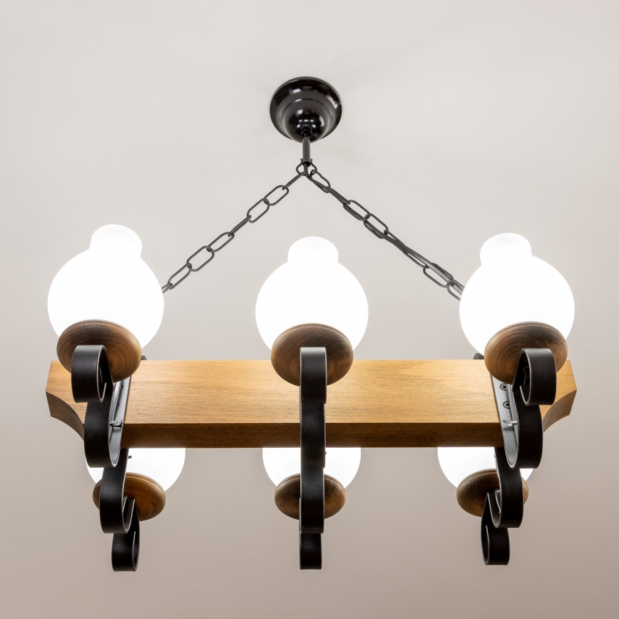 Brilagi - Lustra ar ķēdi QUEEN 6xE14/40W/230V dižskābardis