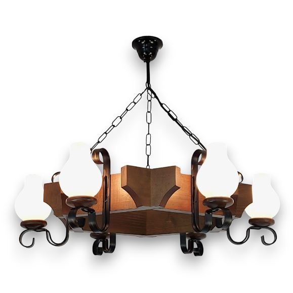 Brilagi - Lustra ar ķēdi QUEEN 6xE14/40W/230V dižskābardis/rieksts