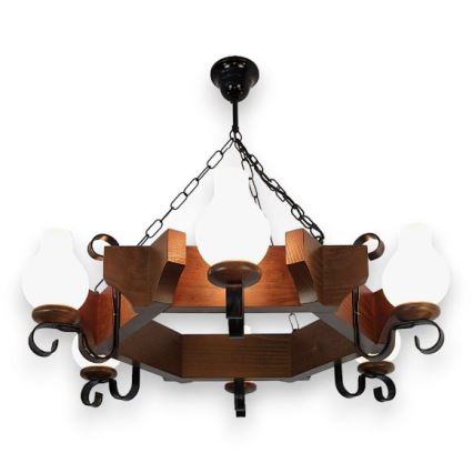 Brilagi - Lustra ar ķēdi QUEEN 6xE14/40W/230V dižskābardis/rieksts