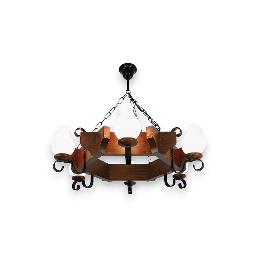 Brilagi - Lustra ar ķēdi QUEEN 6xE14/40W/230V dižskābardis/rieksts