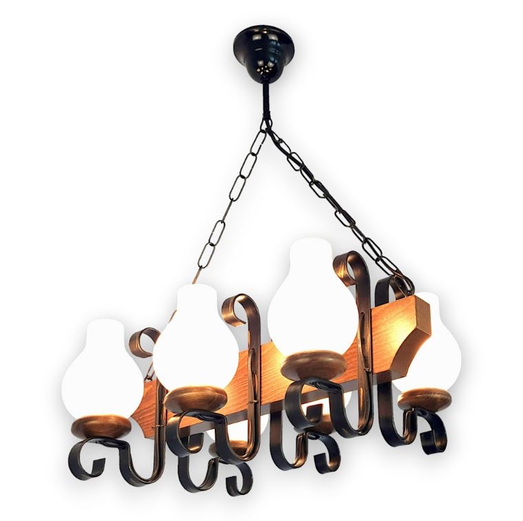 Brilagi - Lustra ar ķēdi QUEEN 6xE14/40W/230V dižskābardis/rieksts