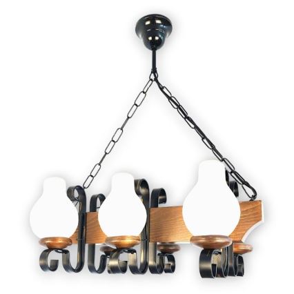 Brilagi - Lustra ar ķēdi QUEEN 6xE14/40W/230V dižskābardis/rieksts