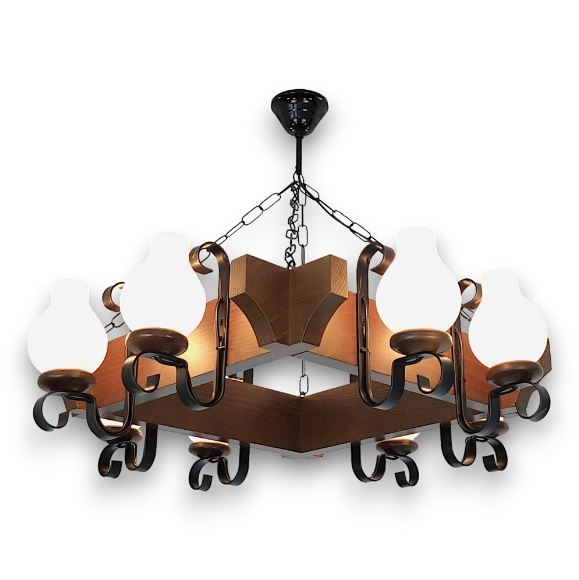 Brilagi - Lustra ar ķēdi QUEEN 8xE14/40W/230V dižskābardis/rieksts