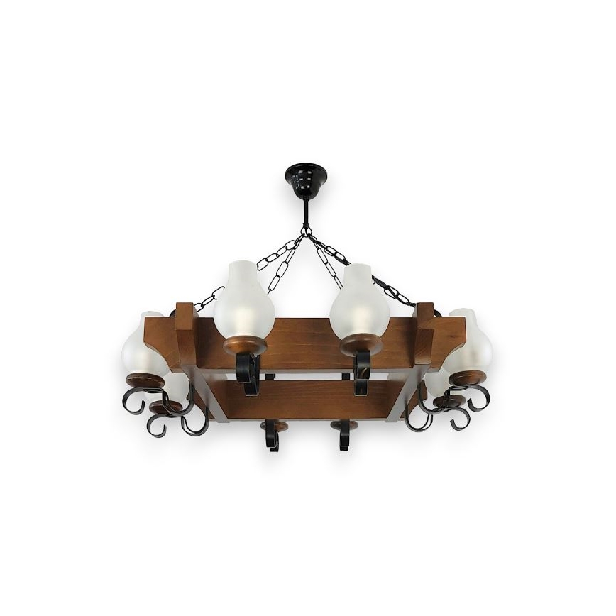 Brilagi - Lustra ar ķēdi QUEEN 8xE14/40W/230V dižskābardis/rieksts