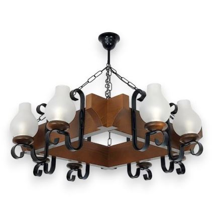 Brilagi - Lustra ar ķēdi QUEEN 8xE14/40W/230V dižskābardis/rieksts