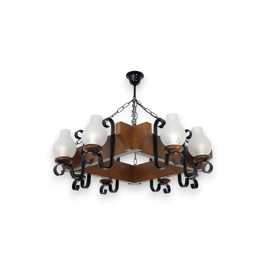 Brilagi - Lustra ar ķēdi QUEEN 8xE14/40W/230V dižskābardis/rieksts