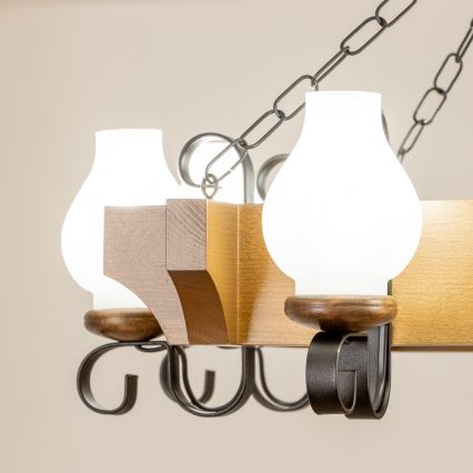 Brilagi - Lustra ar ķēdi QUEEN 8xE14/40W/230V dižskābardis/rieksts