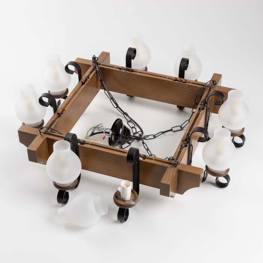 Brilagi - Lustra ar ķēdi QUEEN 8xE14/40W/230V dižskābardis/rieksts