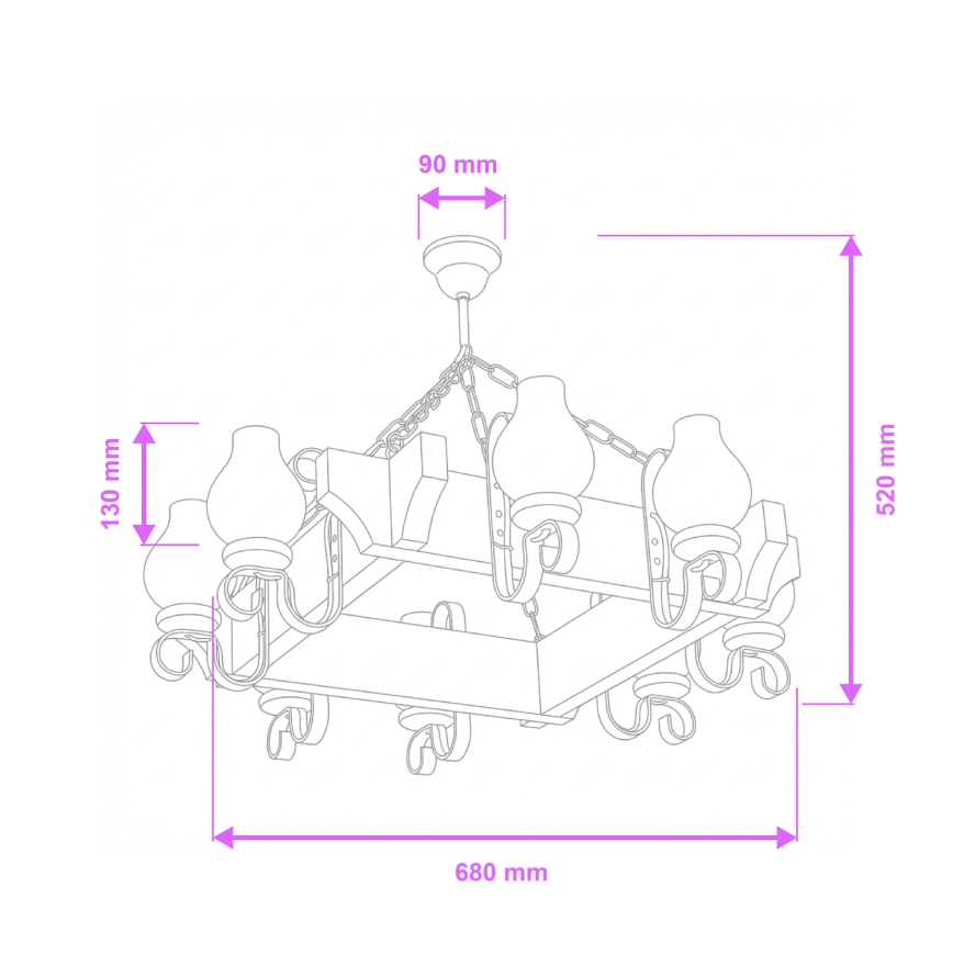 Brilagi - Lustra ar ķēdi QUEEN 8xE14/40W/230V dižskābardis/rieksts