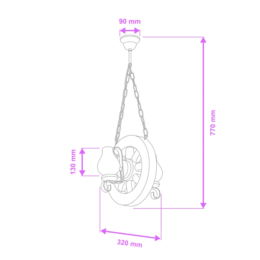 Brilagi - Lustra ar ķēdi ROATA 2xE14/40W/230V dižskābardis