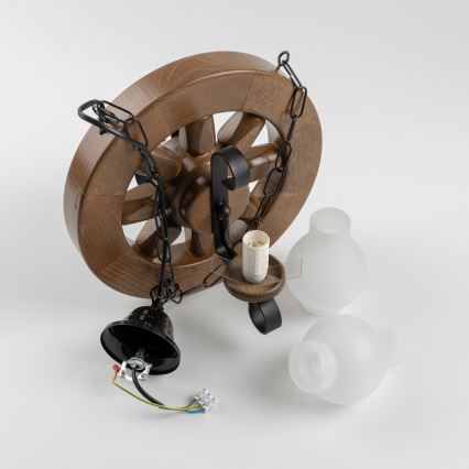 Brilagi - Lustra ar ķēdi ROATA 2xE14/40W/230V dižskābardis/rieksts