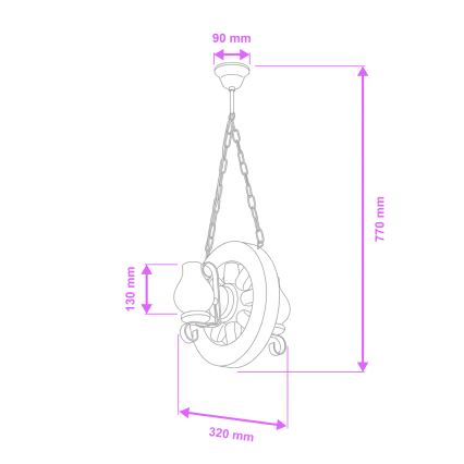 Brilagi - Lustra ar ķēdi ROATA 2xE14/40W/230V dižskābardis/rieksts