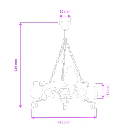 Brilagi - Lustra ar ķēdi ROATA 3xE14/40W/230V dižskābardis