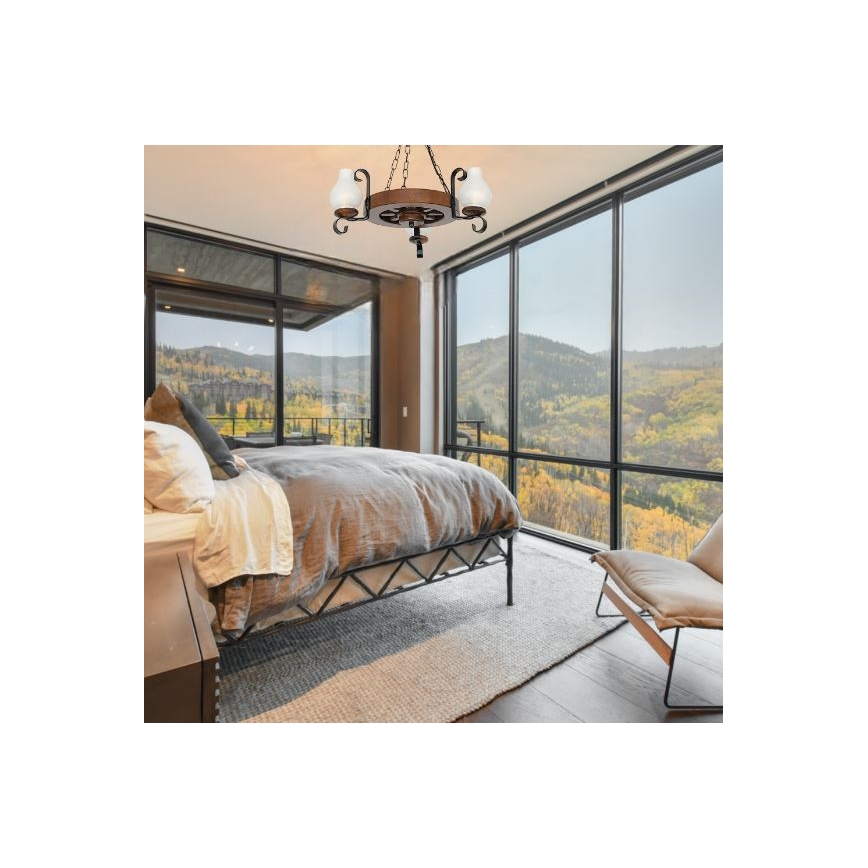 Brilagi - Lustra ar ķēdi ROATA 3xE14/40W/230V dižskābardis/rieksts