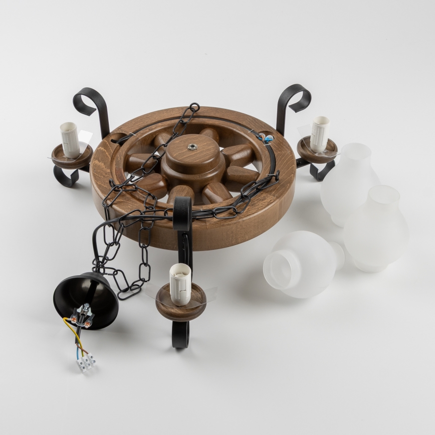 Brilagi - Lustra ar ķēdi ROATA 3xE14/40W/230V dižskābardis/rieksts