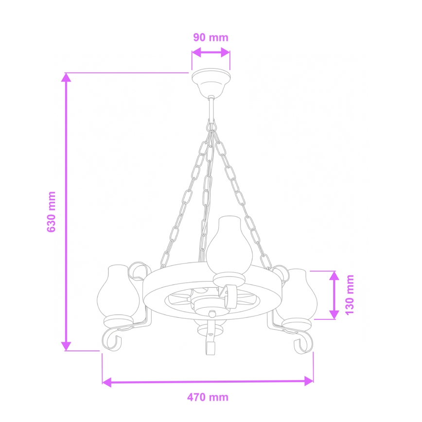 Brilagi - Lustra ar ķēdi ROATA 3xE14/40W/230V dižskābardis/rieksts