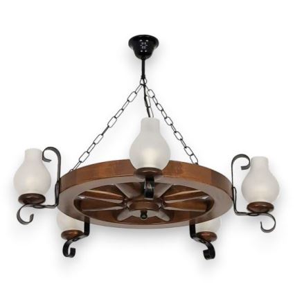 Brilagi - lustra ar ķēdi ROATA 5xE14/40W/230V Ø 70 cm buks/valrieksts