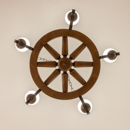 Brilagi - lustra ar ķēdi ROATA 5xE14/40W/230V Ø 70 cm buks/valrieksts