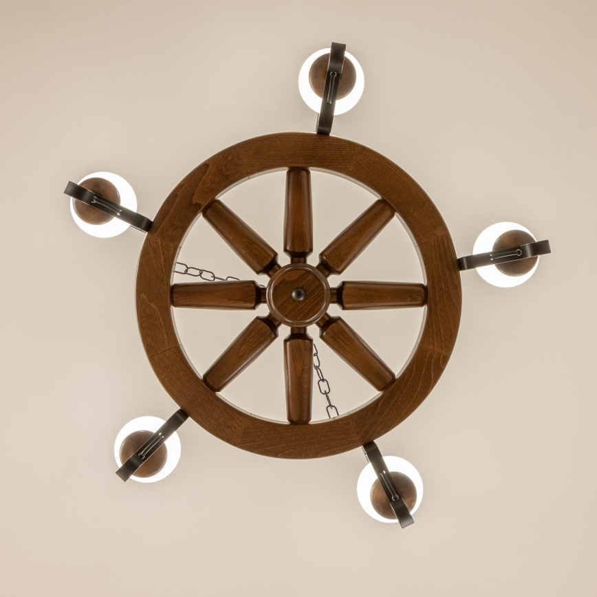 Brilagi - lustra ar ķēdi ROATA 5xE14/40W/230V Ø 70 cm buks/valrieksts