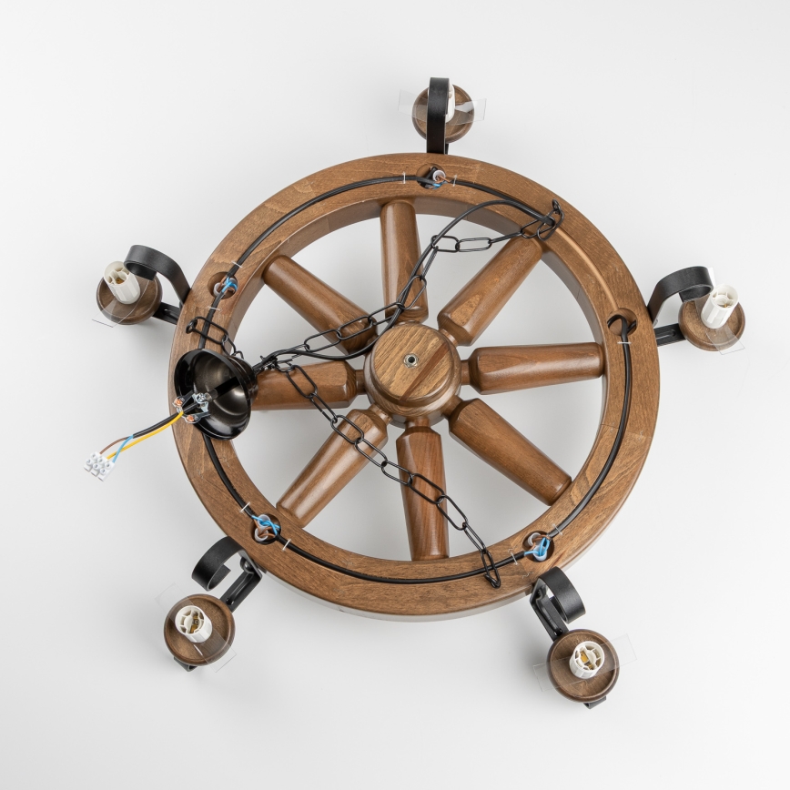 Brilagi - lustra ar ķēdi ROATA 5xE14/40W/230V Ø 70 cm buks/valrieksts