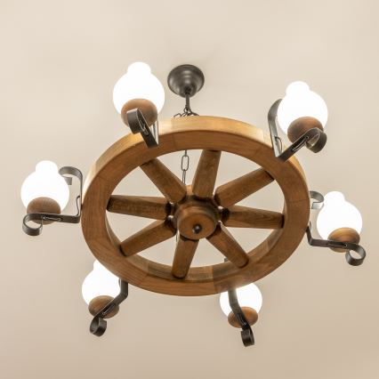 Brilagi - Lustra ar ķēdi ROATA 6xE14/40W/230V Ø 70 cm, buks