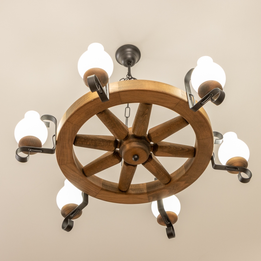 Brilagi - Lustra ar ķēdi ROATA 6xE14/40W/230V Ø 70 cm, buks