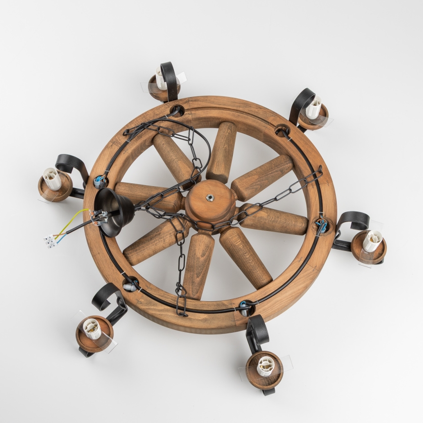 Brilagi - Lustra ar ķēdi ROATA 6xE14/40W/230V Ø 70 cm, buks