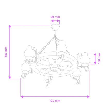 Brilagi - Lustra ar ķēdi ROATA 6xE14/40W/230V Ø 70 cm, buks