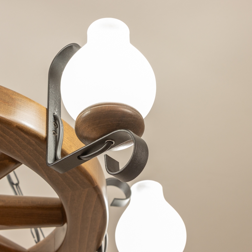 Brilagi - lustra ar ķēdi ROATA 6xE14/40W/230V Ø 70 cm, dižskābardis/valrieksts