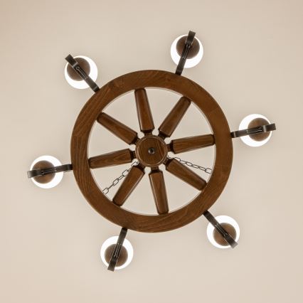 Brilagi - lustra ar ķēdi ROATA 6xE14/40W/230V Ø 70 cm, dižskābardis/valrieksts