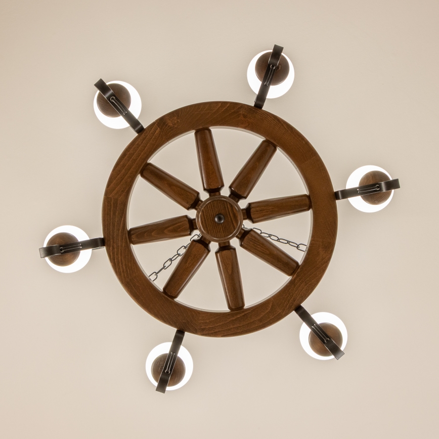 Brilagi - lustra ar ķēdi ROATA 6xE14/40W/230V Ø 70 cm, dižskābardis/valrieksts