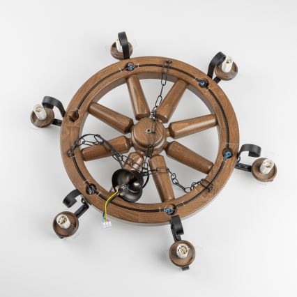 Brilagi - lustra ar ķēdi ROATA 6xE14/40W/230V Ø 70 cm, dižskābardis/valrieksts