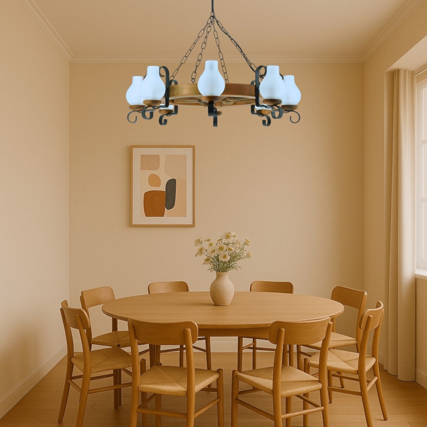Brilagi - Lustra ar ķēdi ROATA 8xE14/40W/230V dižskābardis