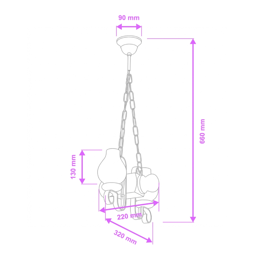 Brilagi - Lustra ar ķēdi RUSTIC 2xE14/40W/230V dižskābardis/rieksts
