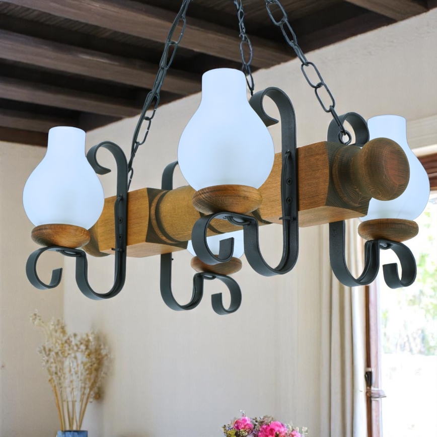 Brilagi - Lustra ar ķēdi RUSTIC 4xE14/40W/230V dižskābardis