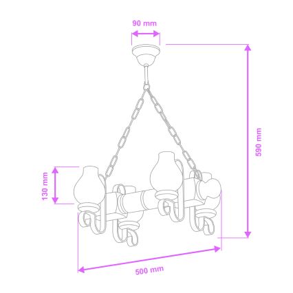 Brilagi - Lustra ar ķēdi RUSTIC 4xE14/40W/230V dižskābardis